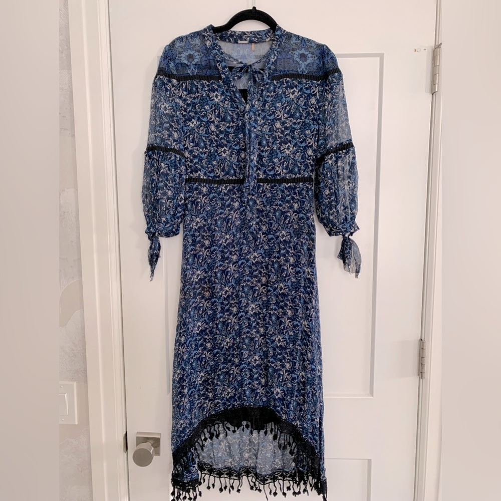 Elie Tahari embroidery and tassel dress